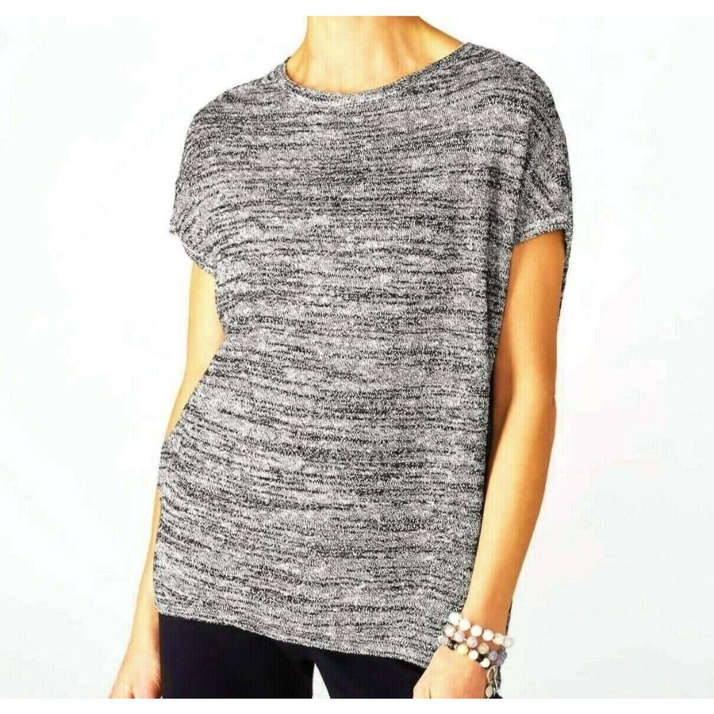 J Jill Pure Jill NEW Top Sz L Black White Linen Cotton Oversize Relax May Fit XL